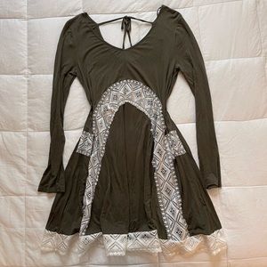 ALTARD STATE Forest Green Boho Dress